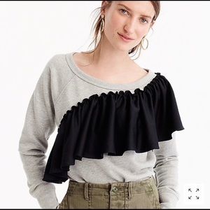 jcrew NWT asymmetrical ruffle sweatshirt